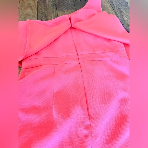 AQUA NWT Womens Coral Crepe Flounce Cocktail One-Shoulder Midi Dress Stretch - Picture 8 of 16